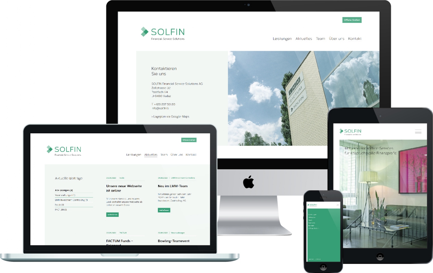 SOLFIN Financial Service Solutions AG - Responsive Website, CMS